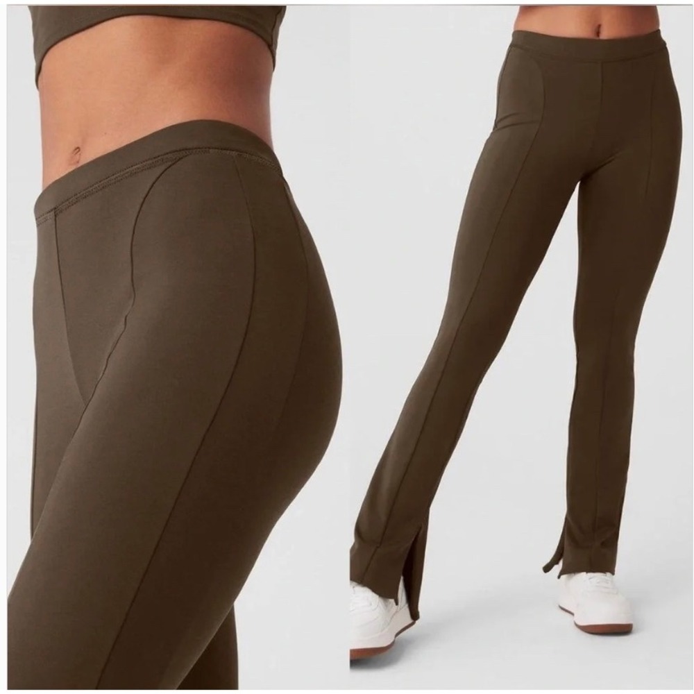 Alo High-Waist 7/8 Zip It Flare Legging Brown XXS